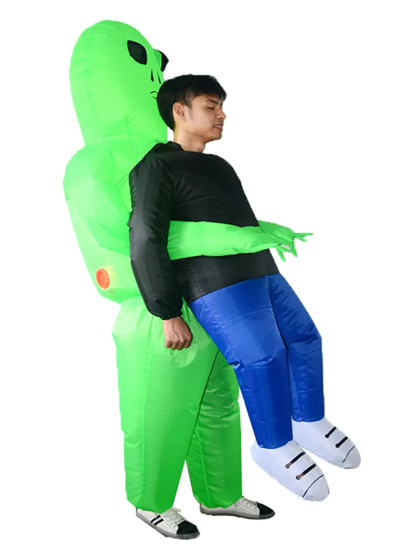 Green Kids Adult ET Alien Inflatable Costume Anime Suits Dress Mascot Halloween Party Cosplay Costumes for Man Woman Boys Girls - The Best Commerce