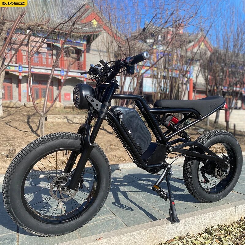 AKEZ Electric Bike with Hydraulic Brake, Off-Road Ebike, 20*4.0, Fat Tire, 45 km/h, 7 Speed, 1500W, 48V, 18Ah, US Stock - The Best Commerce