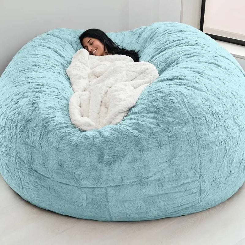 7FT 183cm Fur Giant Removable Washable Bean Bag Bed Cover Comfortable Living Room Furniture Lazy Sofa Coat Recline - The Best Commerce