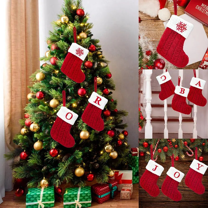 Christmas Alphabet Knitting Socks Christmas Tree Ornaments Christmas Decorations For Home 2022 Navidad Noel 2023 Xmas Gift - The Best Commerce