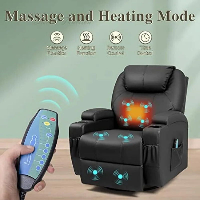 RelaxRocker: Swivel Rocking Recliner with Massage and Heating, Perfect for Your Living Room - The Best Commerce