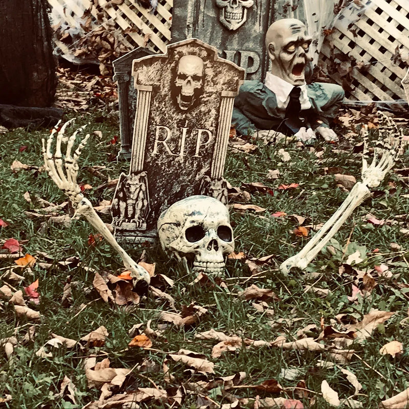Realistic Skeleton Stakes Halloween Decorations Scary Skull Skeleton Hand Bone For Yard Lawn Stake Garden Graveyard home decor - The Best Commerce