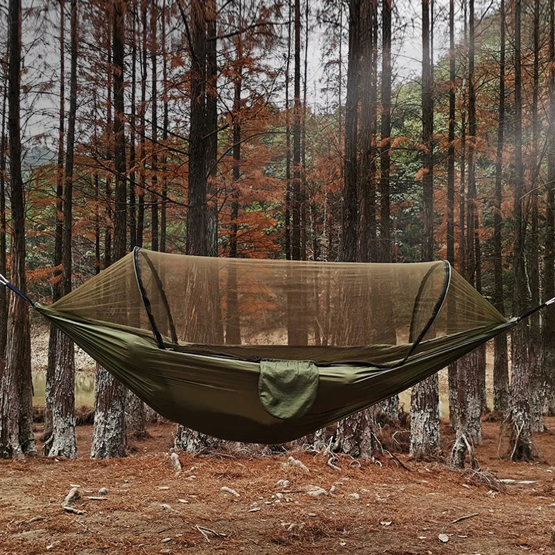 Automatic Quick-opening Mosquito Net Hammock Outdoor Camping Pole Hammock swing Anti-rollover Nylon Rocking Chair 260x140cm - The Best Commerce