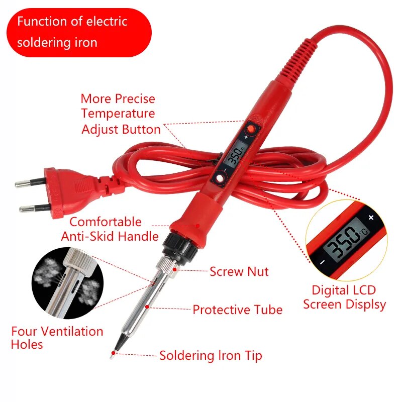 Soldering iron kit 110V 220V 80W adjustable temperature Soldering Iron kit With ESD Heat Insulation Working Mat Welding Tool Kit - The Best Commerce