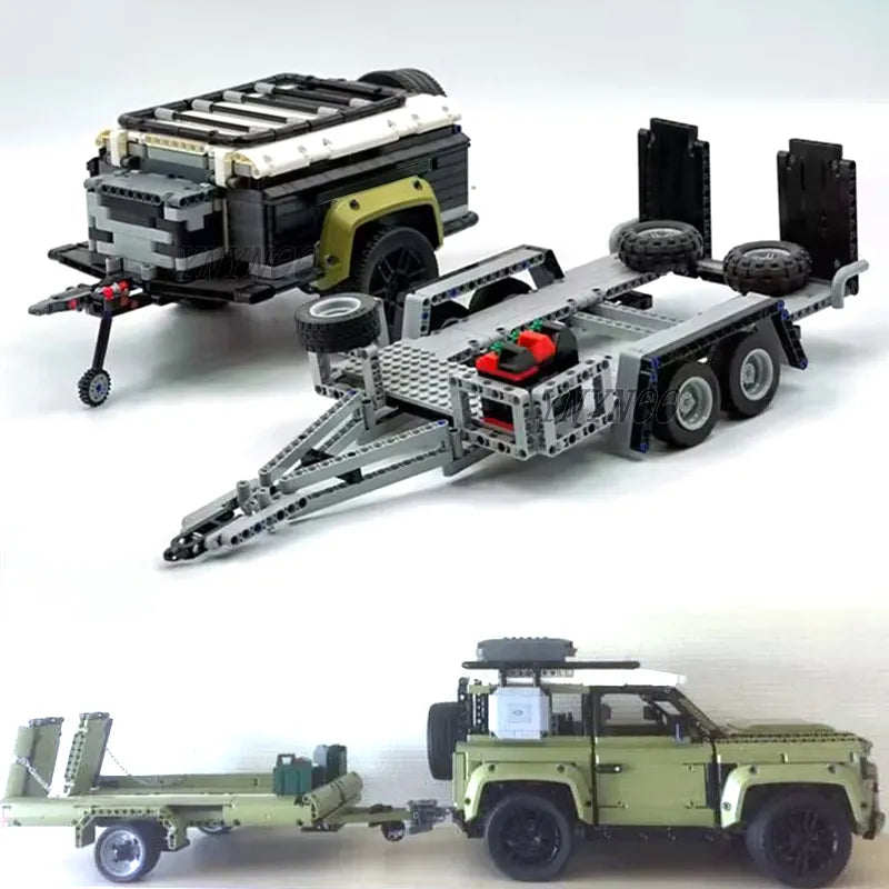 Customed Technical MOC Trailer Truck Container Offroad Trailer for Defender 42110 Building Blocks Model DIY Bricks Toy Gift - The Best Commerce