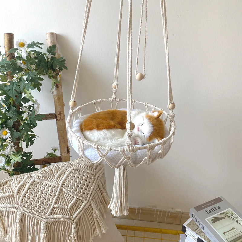 Cat Hammock Hanging Basket Swing Window Cute Pet Cat Hand-woven Cotton Rope Bed Kitten House Tent Pet Accessories - The Best Commerce