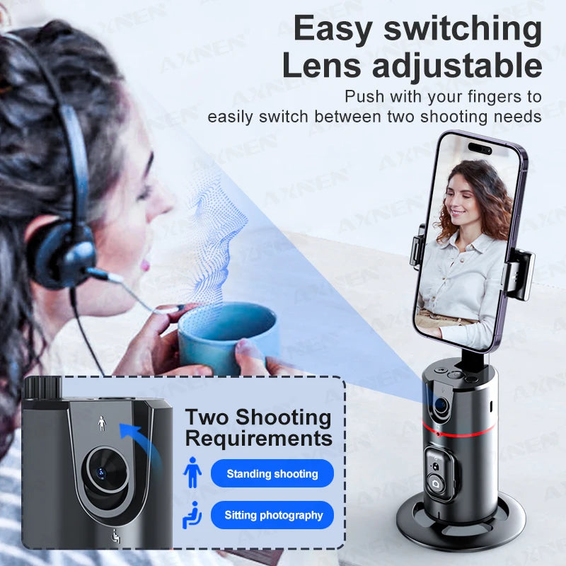 360 Rotation Gimbal Stabilizer, Follow-up Selfie Desktop Face Tracking Gimbal for Tiktok Smartphone Live,with Remote Shutter - The Best Commerce