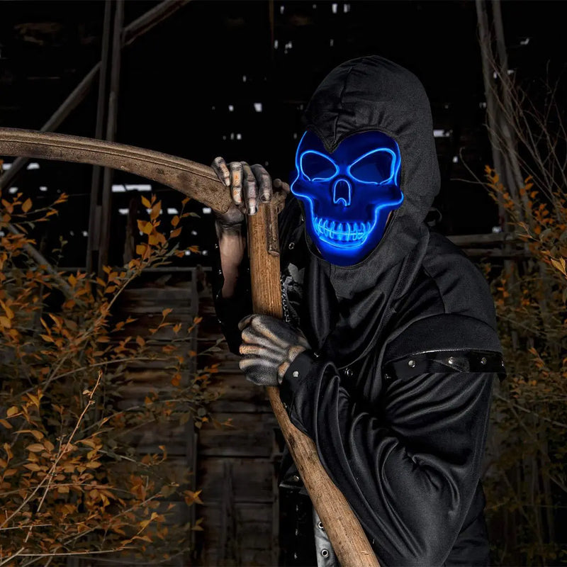 Halloween Horror Skull Mask LED Cold Light Mask LED Halloween Mask Cosplay Mask Halloween Party Decoration Luminous Skull Masks - The Best Commerce