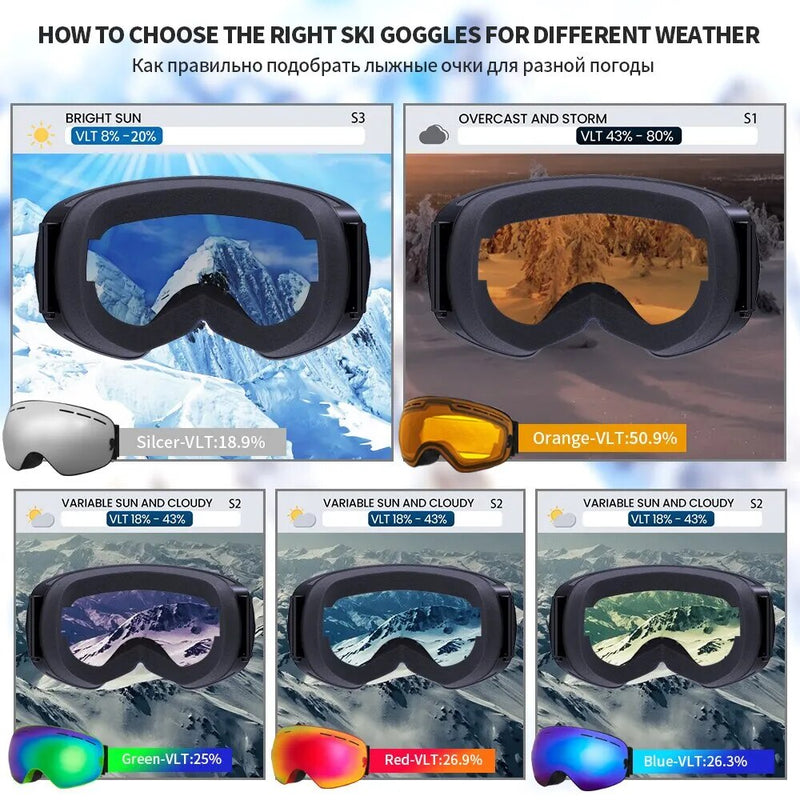 NATFIRE Ski Goggles Double Layers Anti-fog UV400 Snowboard Snow Goggles Snowmobile Glasses Eyewear Outdoor Sport Skiing Googles - The Best Commerce