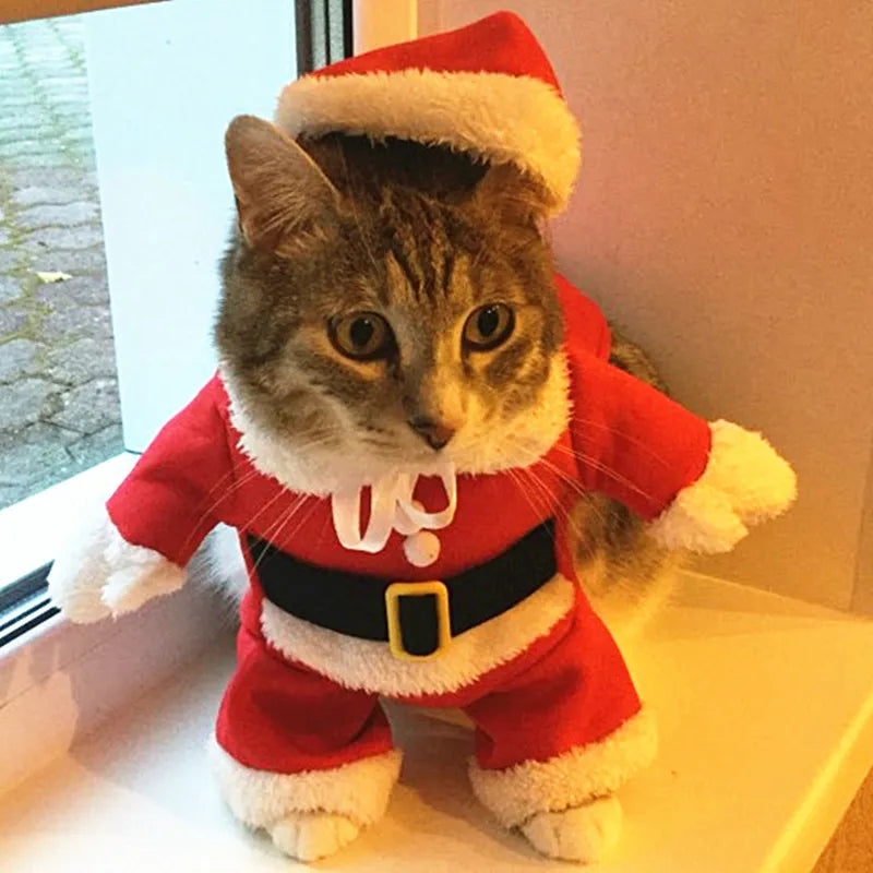 Christmas Cat Costumes Funny Santa Claus Clothes For Small Cats Dogs Xmas New Year Pet Cat Clothing Winter Kitty Kitten Outfits - The Best Commerce
