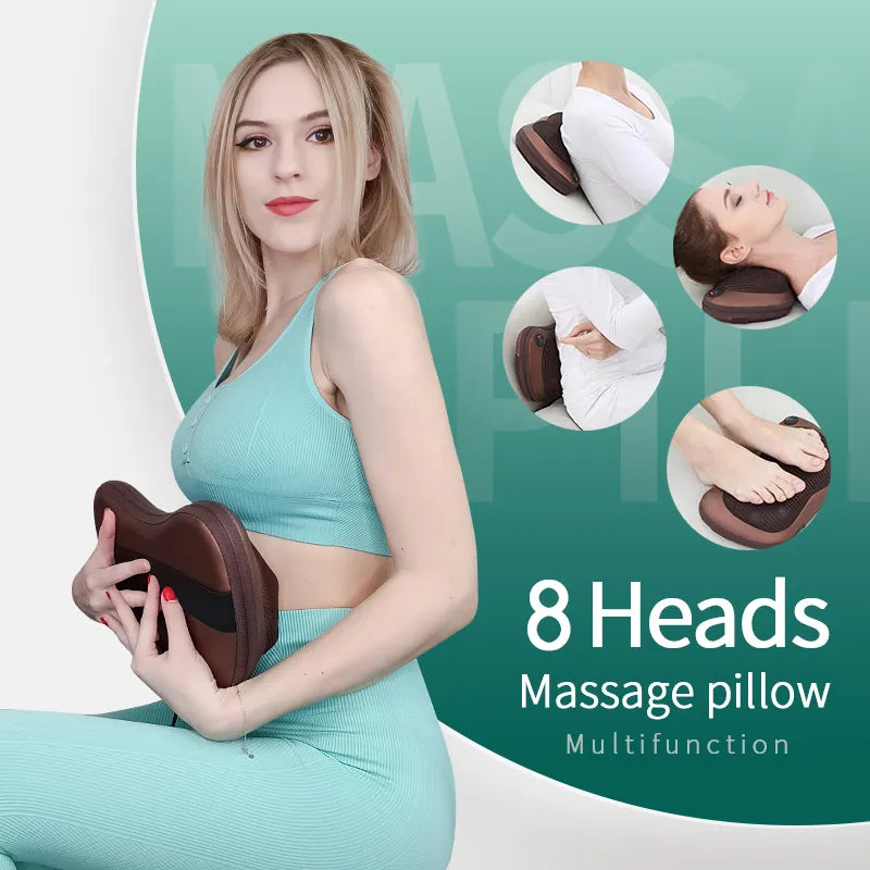 Head Massager Car Home Cervical Shiatsu Massage Neck Back Waist Body Electric Multifunctional Massage Pillow Cushion - The Best Commerce