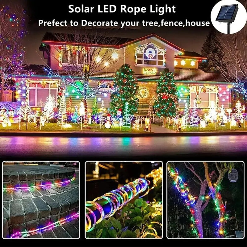 Outdoor Solar Tube Rope Led Light Garden Christmas Decoration 22m/12m Xmas Wedding Garland WaterProof String Light Fairy Strip - The Best Commerce