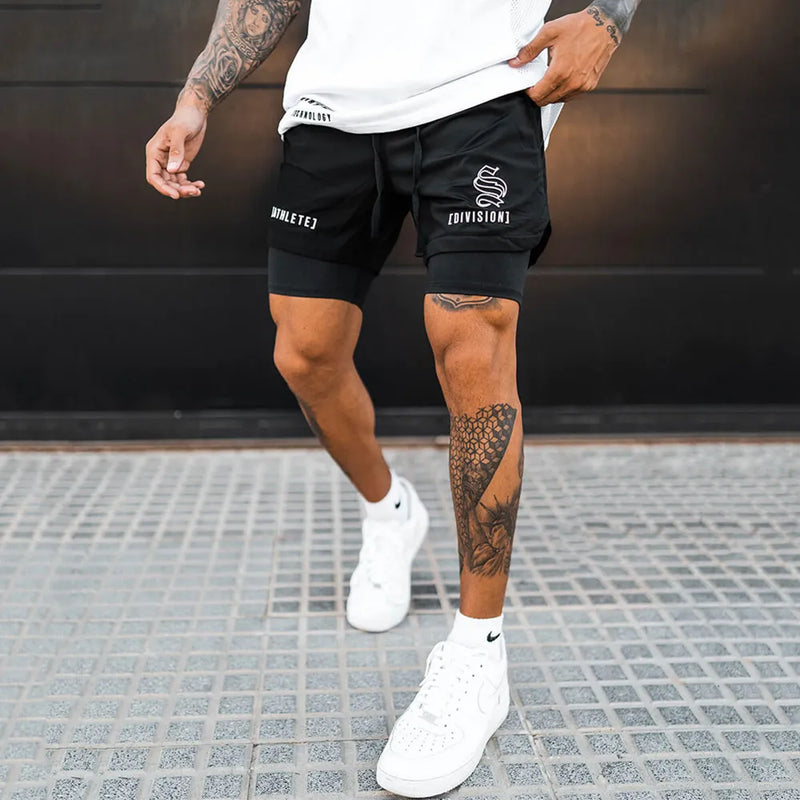 NEW 2 IN 1 Sport Running Mesh Breathable Shorts Men Double-deck Jogging Quick Dry GYM Shorts Fitness Workout Men Shorts - The Best Commerce