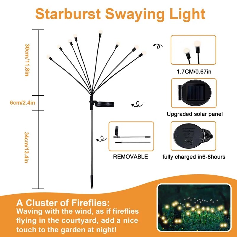 Outdoor Solar Firefly Lights Waterproof Garden Lamp Solar Garland Light Swaying For Home Courtyard Patio Pathway Lawn Decor Lamp - The Best Commerce