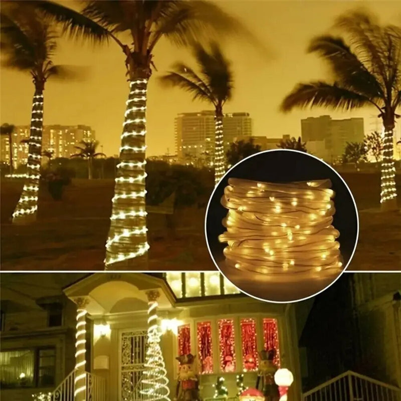 Outdoor Solar Tube Rope Led Light Garden Christmas Decoration 22m/12m Xmas Wedding Garland WaterProof String Light Fairy Strip - The Best Commerce