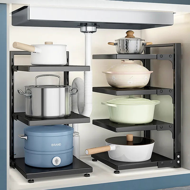Multi-layer Kitchen Storage Racks Sewer Cabinet Layered Pot Rack Table Corner Holder Pot Pan Organizers Home Kitchen Accesories - The Best Commerce