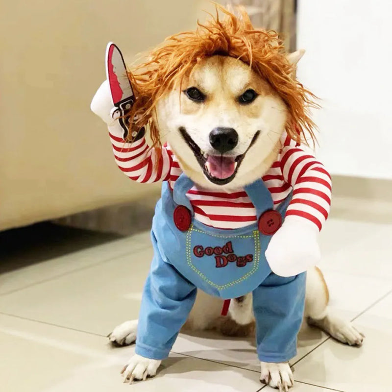 Pet Dog Halloween Clothes Dogs Holding a Knife Halloween Christmas Costume Funny Pet Cat Party Cosplay Apparel Clothing - The Best Commerce