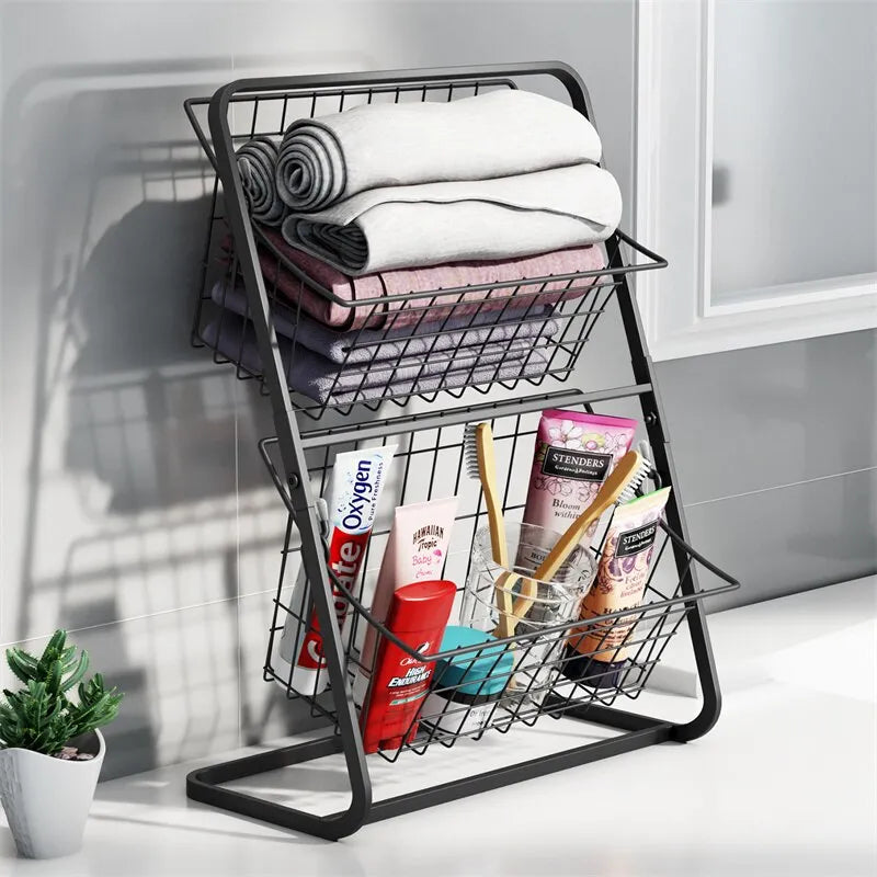 Kitchen Organizer Shelf Double Layer Seasoning Vegetables Fruits Holder Assembly Bathroom Cosmetic Removable Stand Storage Shelf - The Best Commerce
