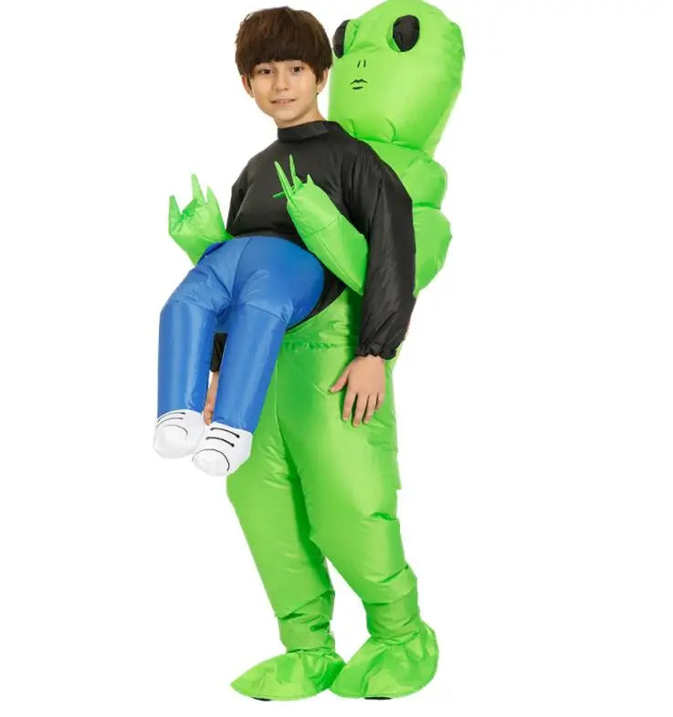 Green Kids Adult ET Alien Inflatable Costume Anime Suits Dress Mascot Halloween Party Cosplay Costumes for Man Woman Boys Girls - The Best Commerce