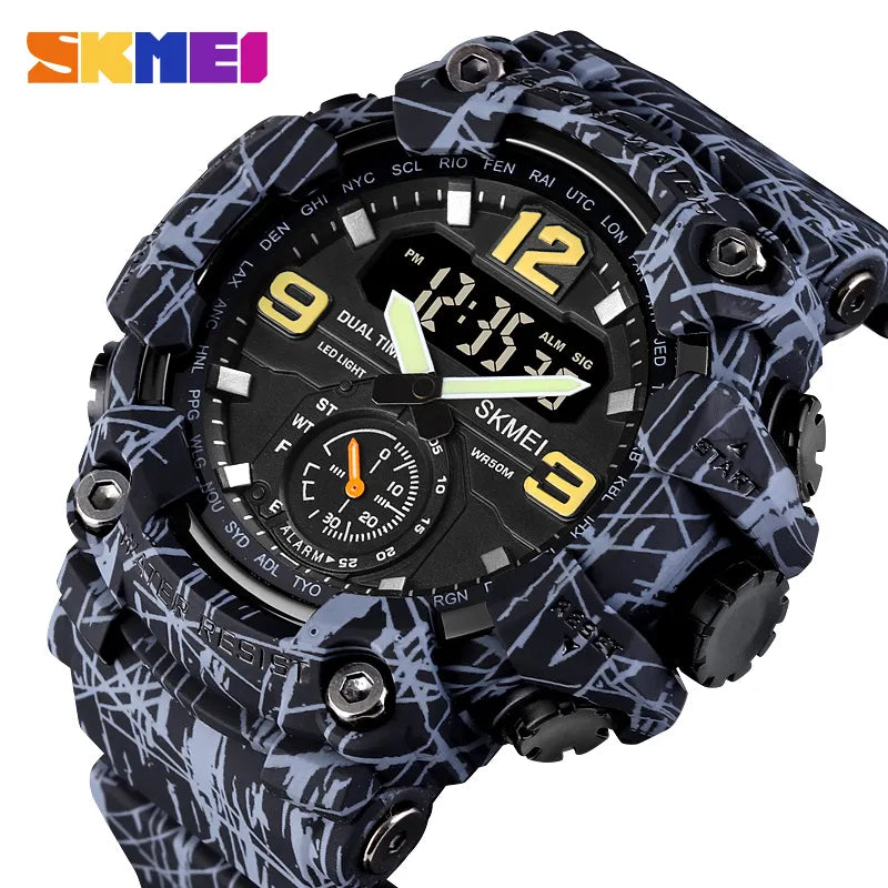 SKMEI Shockproof Digital Men Watch Dual Movement 3 Time Sport Wristwatch Mens Waterproof Electronic Watches montre homme 1637 - The Best Commerce