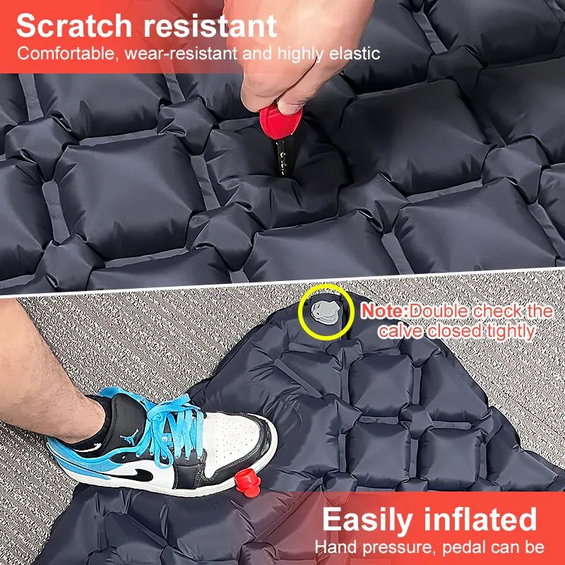 Outdoor Camping Inflatable Mattress Sleeping Pad With Pillows Ultralight Air Mat Built In Inflator Pump Hiking - The Best Commerce