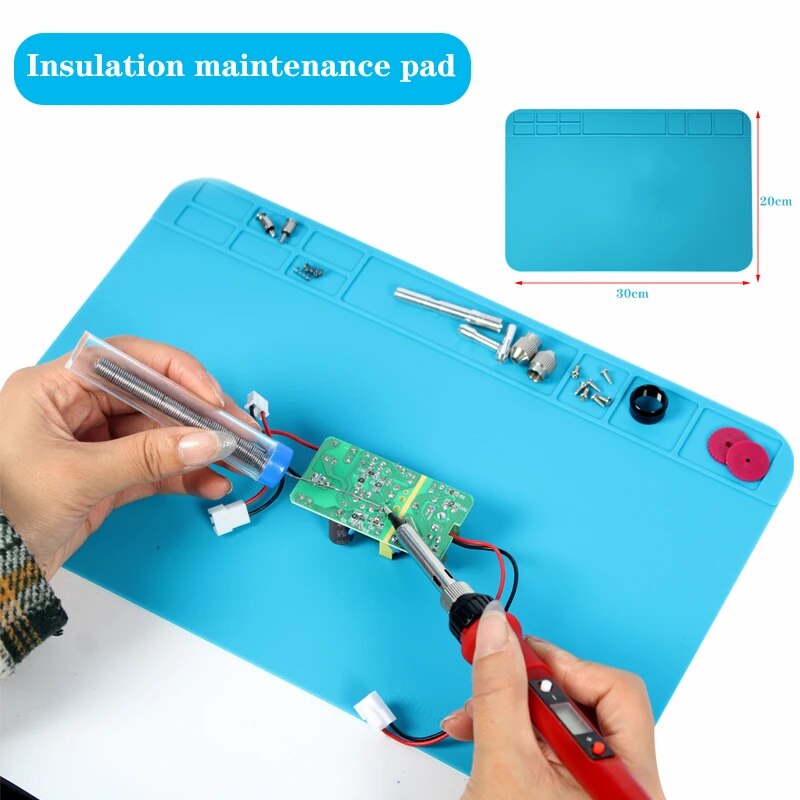 Soldering iron kit 110V 220V 80W adjustable temperature Soldering Iron kit With ESD Heat Insulation Working Mat Welding Tool Kit - The Best Commerce