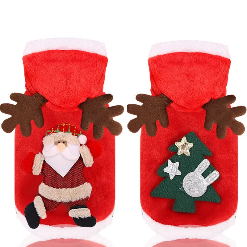 Dog Christmas Clothes Winter Warm Pet Clothes for Small Medium Dogs Elk Santa Claus Dog Cats Coat Hoodies Christmas Dogs Costume - The Best Commerce