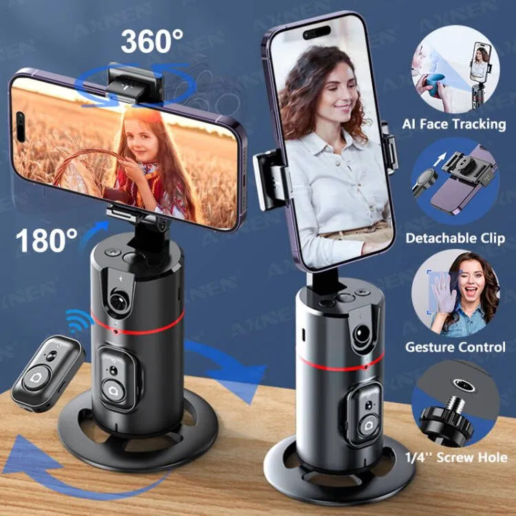 360 Rotation Gimbal Stabilizer, Follow-up Selfie Desktop Face Tracking Gimbal for Tiktok Smartphone Live,with Remote Shutter - The Best Commerce
