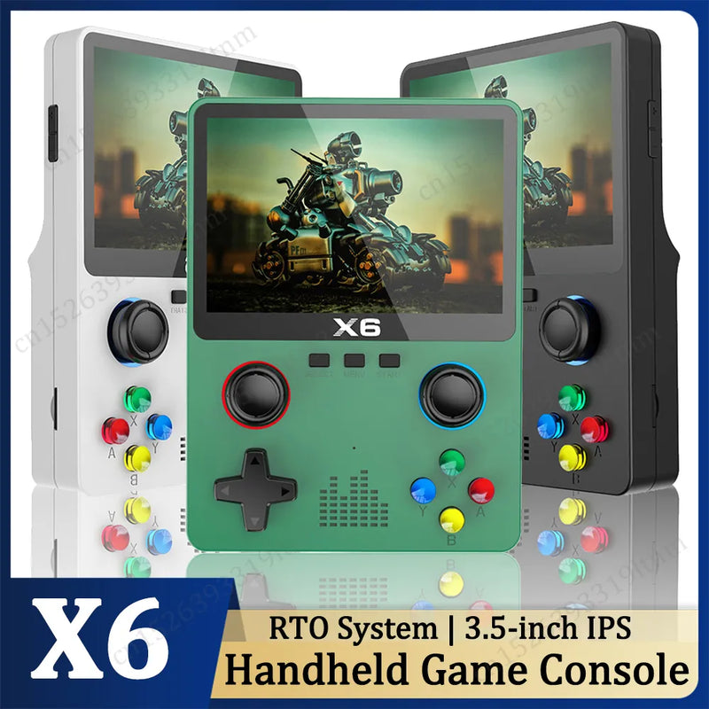 X6 Portable Game Console 3.5 Inch IPS HD Screen Mini Handheld Game Player 3D Joystick Built in 10000 Games For GBA FC Kids Gifts - The Best Commerce