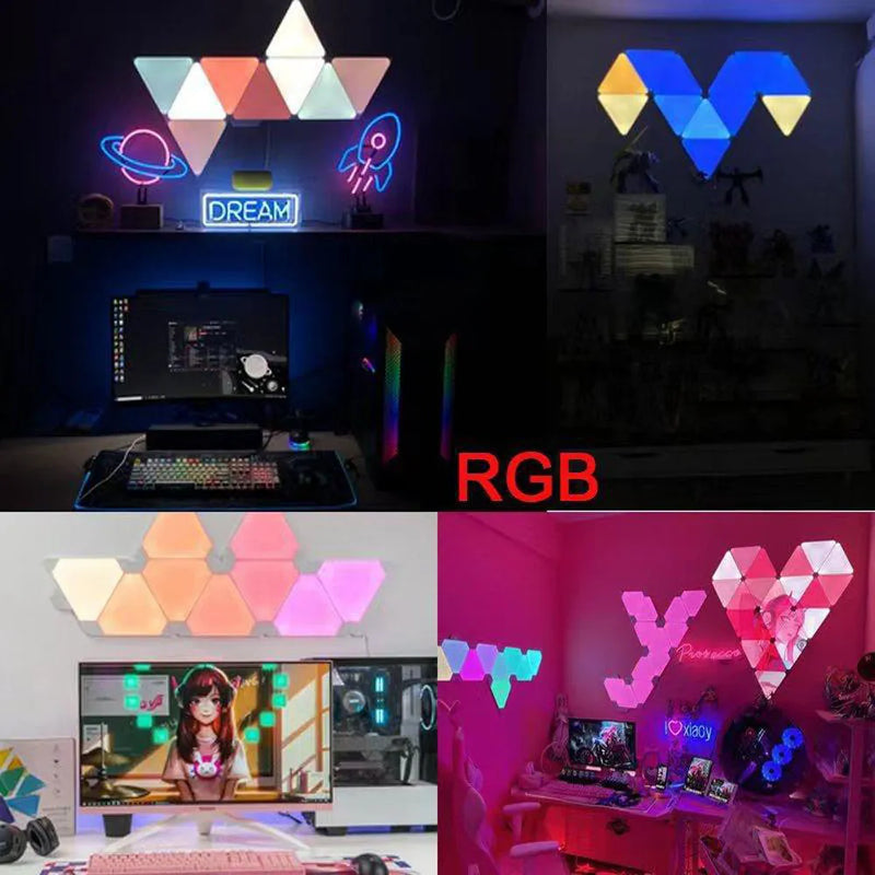 WIFI Bluetooth 5V USB Triangle Lamps Quantum Atmosphere LED Night Light For Game Bedroom Decoration Creative Decorat Wall Lamps - The Best Commerce
