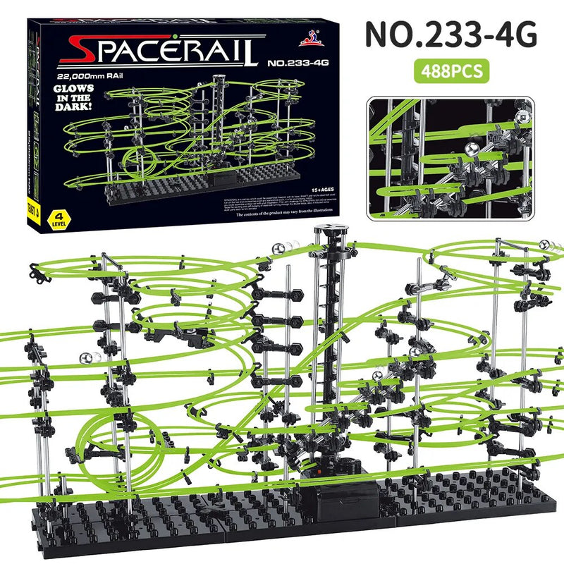 Spacerail Roller Coaster Model Marble Run Ball Set for Adults Creative Building Block Toys 488pcs Level 4 Luminous Version - The Best Commerce