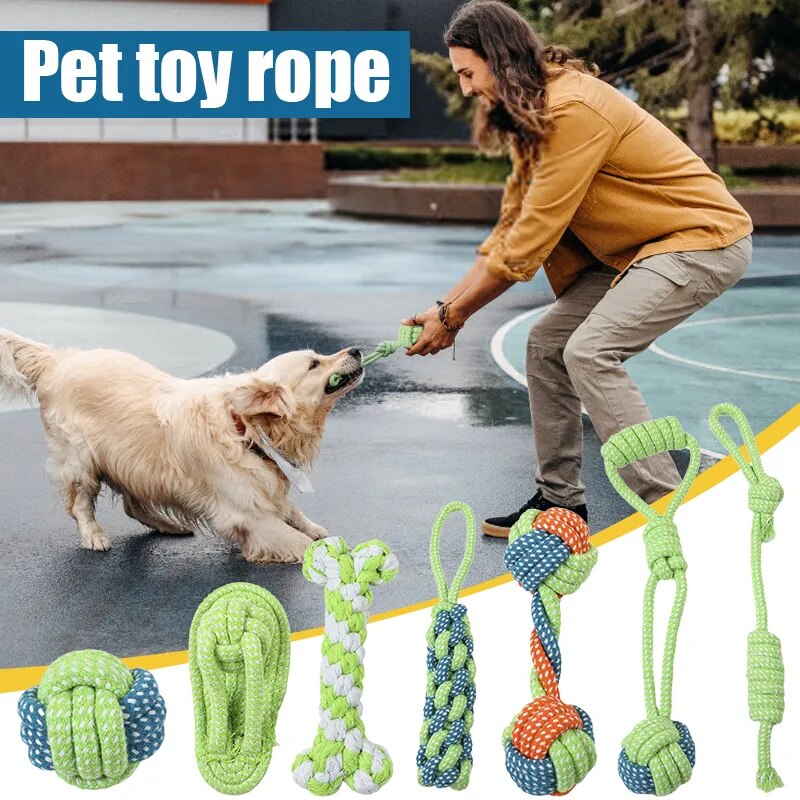 Puppy Playtime Pack: 7-13PCS Cotton Rope Dog Toys for Chewing and Training - The Best Commerce