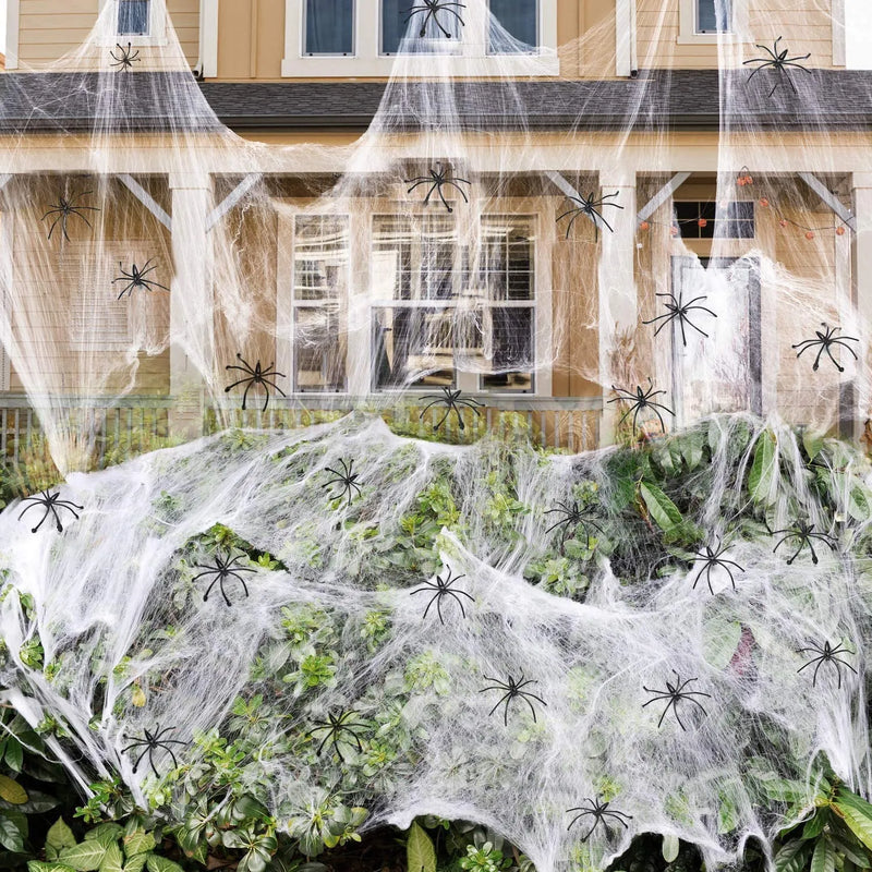 Artificial Spider Web Halloween Decoration Scary Party Scene Props White Stretchy Cobweb Horror House Home Decora Accessories - The Best Commerce