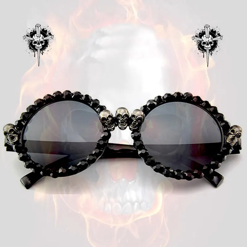 Gothic Skull Sunglasses Halloween Christmas Cat Eye Crystal Punk Sun Glasses luxury designer vintage gafas de sol mujer - The Best Commerce