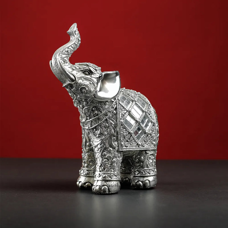 Elephant Lucky Feng Shui Statue Sculpture Chinese Wealth Figurine for Home Decoration Luxury Good Lucky Gift Table Room Decor - The Best Commerce