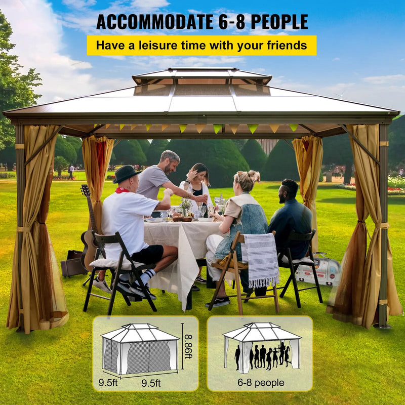 VEVOR Camping Tent Gazebo Canopy 10x10/10x12Ft Hardtop Outdoor Party Net Patio Shade Awning Shelter Picnic Backyard Lawn Wedding - The Best Commerce