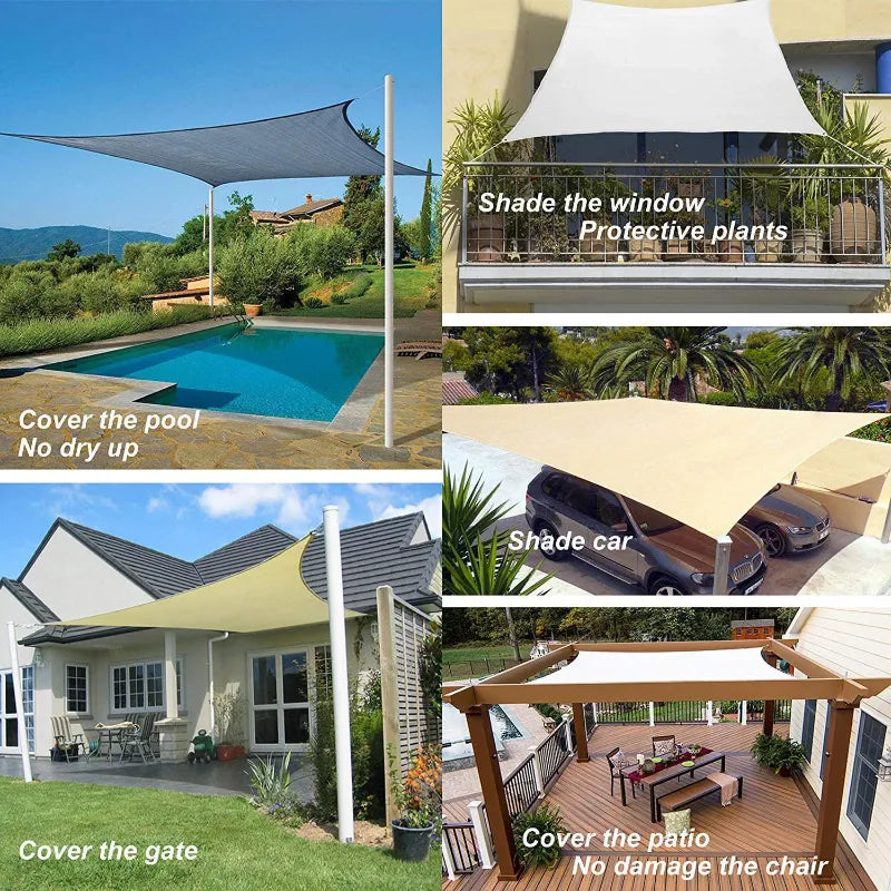 Outdoor Shade Sail, 300D Polyester Waterproof UV-Proof Awning, Sunshine Canopy for Terrace, Carport, Backyard, Garden, etc - The Best Commerce