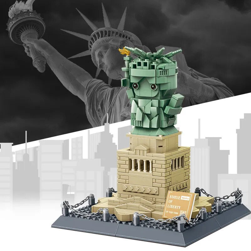 World Famous Modern Architecture Statue Of Liberty New York United States Building Block Assemble Model Bricks Toy For Gift - The Best Commerce