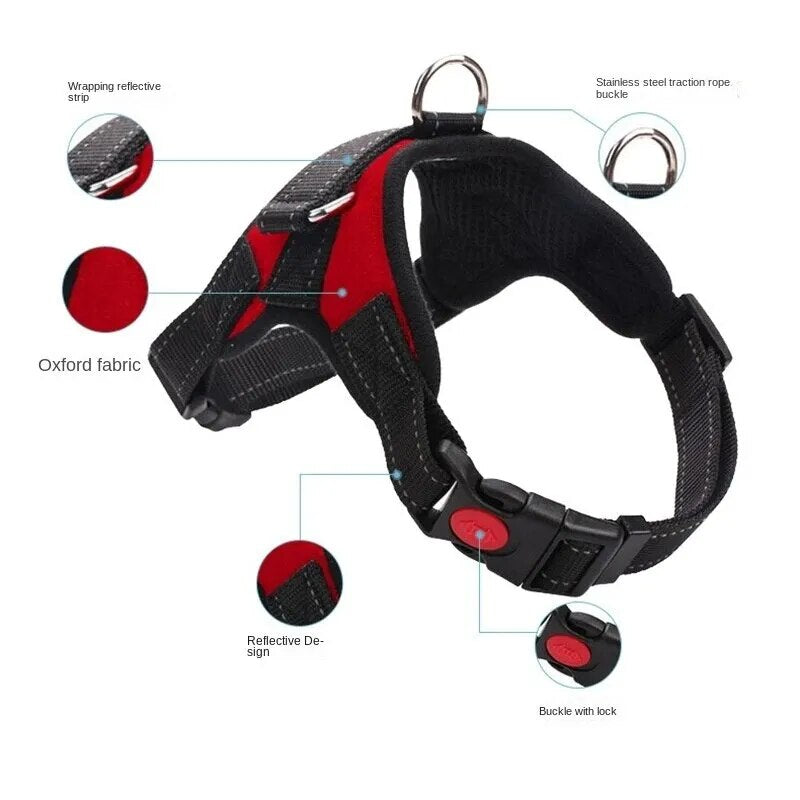Adjustable Dog Harness Durable Reflective Pet Dog Harness For Dogs Pet Walking Harness For Small Medium Large Pets Accessories - The Best Commerce