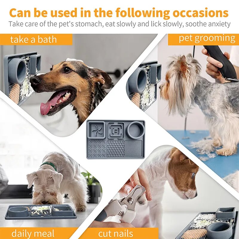 Multifunction Pet Slow Feeder Bowls Dog Licking Mat With Suction Cups For Anxiety Relief Dog Cat Water Drinking Eating Food - The Best Commerce