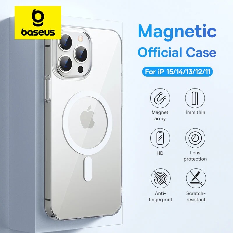 Baseus Magnetic Case for iPhone 14 15 13 12 11 Pro Max Wireless Charging Cover For iPhone 15 13 12 Pro Max PC Magnet Phone Case - The Best Commerce