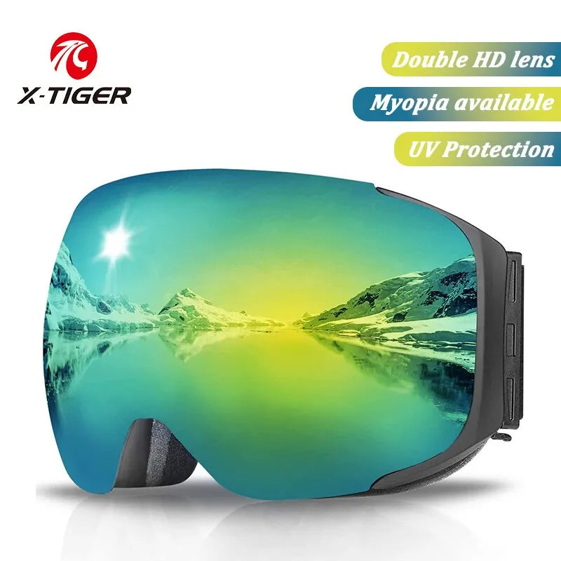 X-TIGER Ski Goggles Magnetic Replacement Lens Winter Glass Double Layer UV400 Anti-Fog Snowboard Goggles UV Protective Ski Mask - The Best Commerce