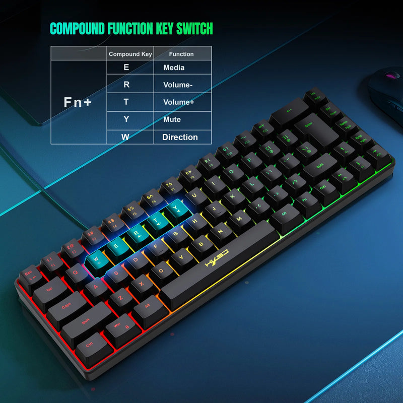 Gamer's Glow 68: USB Wired RGB Backlit Gaming Keyboard - The Best Commerce