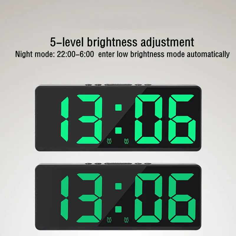 Acrylic/Mirror Digital Alarm Clock Voice Control (Powered By Battery) Table Clock Snooze Night Mode 12/24H Electronic LED Clocks - The Best Commerce