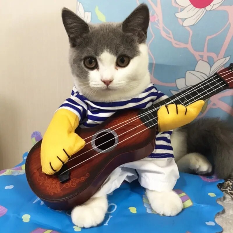 Pet Guitar Costume Funny Dog Costumes Guitarist Player Halloween Christmas Cosplay Party Dog Cat Clothes Dressing Up Outfits - The Best Commerce