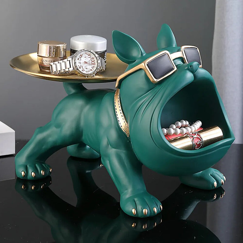 Resin Dog Statue Living Room Decor Dog Sculpture Table Tray Ornaments French Bulldog Figurine for Home Interior Desk Decoration - The Best Commerce