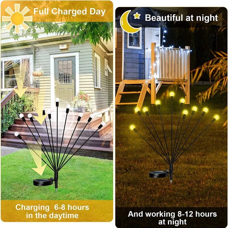 Outdoor Solar Firefly Lights Waterproof Garden Lamp Solar Garland Light Swaying For Home Courtyard Patio Pathway Lawn Decor Lamp - The Best Commerce