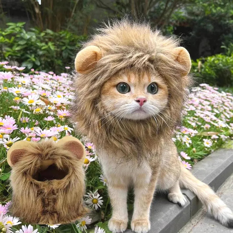 Cat Costume Cute Lion Mane Cat Wig Hat Cosplay Clothes Cap Dress Up Puppy Kitten Halloween Christmas Party Decoration Supplies - The Best Commerce
