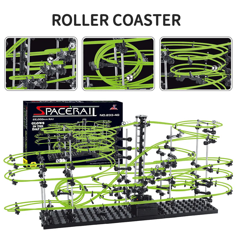 Spacerail Roller Coaster Model Marble Run Ball Set for Adults Creative Building Block Toys 488pcs Level 4 Luminous Version - The Best Commerce