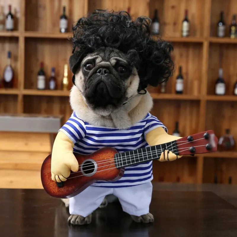 Pet Guitar Costume Funny Dog Costumes Guitarist Player Halloween Christmas Cosplay Party Dog Cat Clothes Dressing Up Outfits - The Best Commerce